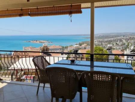 5 1 Fully Furnished Sea View Villa For Sale In Didim Akbükte